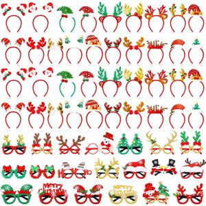 Giegxin 80 Pcs Christmas Party Decorations for Adults Include 40 Christmas Headbands Bulk 40 Holiday Glitter Sunglasses Bulk