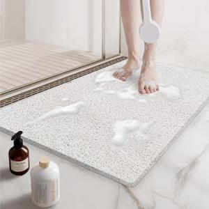 Non Slip Shower Mats for Inside Shower, 17x30 Inch, Anti-Slip Bathtub Mats for Bathroom, Foot Scrubber Loofah Bath Mats for Shower, Quick Drying Shower Stall Mats for Wet Areas (White)