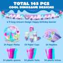 JOYIN 145 Pcs Mermaid Birthday Party Supplies with Banner, 24 Serves Tableware Set with Plates, Cups, Napkins, and Cutlery Sets for Valentines Anniversary Mermaid Themes Party Kids 6 7 8 Years