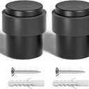 SANATO 15Pcs Black Door Stopper Floor Mounted with Black Rubber, Cylindrical 304 Stainless Steel Made