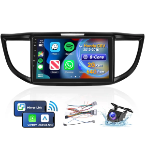 8 CORE 2G+64G Car Stereo for Honda CRV 2012 2013 2014 2015 2016, Wireless Carplay Android Auto with Android 13, 9 Inch Touch Screen Car Radio, Bluetooth, GPS Navi, WiFi, SWC, DSP + HD Backup Camera