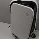 mixi 20 Inch Carry On Luggage 22x14x9 Airline Approved PC Hard Shell Suitcase Top Opening Aluminum Frame Travel Suitcases with Wheels, Smoke White