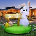 ROSSEYO Easter Inflatable Decoration with LED Lights, 6FT Lighted Blow Up Bunny Eggs Holiday Party Yard Decor for Easter Inflatable Outdoor Decorations