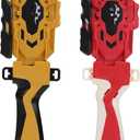 2 Pack String Launchers and Grips, Battling Burst Launcher, Left/Right Spin, Only Compatible with Burst, Two Launch Modes Gyros(Golden+Red)