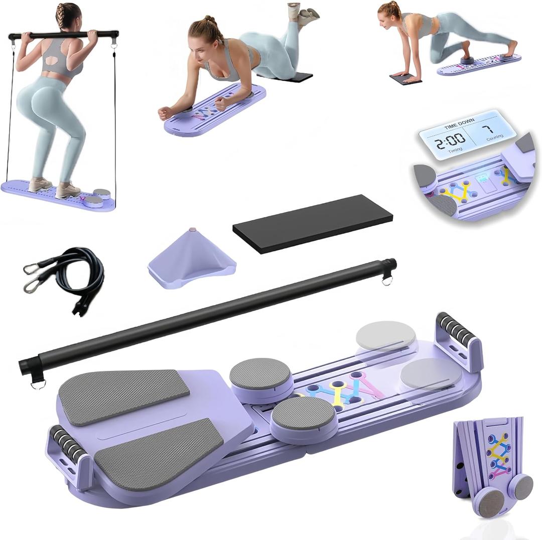 Pilates Board,Portable Home Gym for Women,Multifunctional Pilates Workout Equipment Include Ab Board, Ab Core Trainer,Resistance Bands,Abs Core Workout Equipment