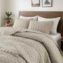 Beige Quilt Queen Size Bedding Sets with Pillow Shams, Lightweight Soft Bedspread Coverlet, Quilted Blanket Thin Comforter Bed Cover, All Season Summer Spring, Tan Cream, 3 Pieces, 90x90 inches
