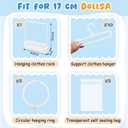 Skylety Doll Garment Rack with 15 Pcs Clothes Hanger for 17cm Doll Clothes Suit, Plastic Hanging Storage Bags with Hanger, Mini Hangers Wardrobe Accessories for Dollhouse Shower Supplies