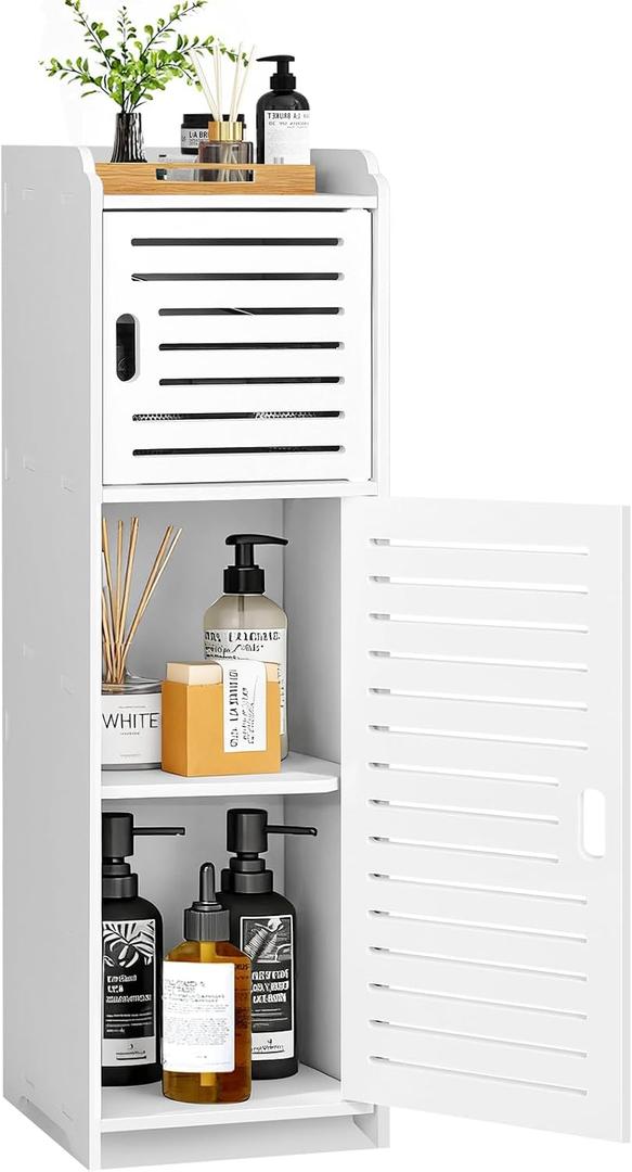 Bathroom Storage Cabinet,Small Floor Cabinet,Multifunctional Side Organizer Rack Stand Table, White