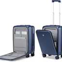 Hanke Grace Carry On Luggage with Wheels Airline Approved Hard Shell Suitcases with Front PocketTop Opening Luggage with TSA Lock for Short Business TravelDark Blue (20 Inch)