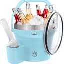 Insulated Ice Bucket with Lid and Scoop - Extra Large Double-Walled Ice Bucket for Parties, Cocktail Bar, Stainless Steel Wine Chiller, Beverage Tub with Handle and Bottle Opener (Ocean Blue)