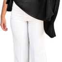 Bsubseach Shrug Sheer Poncho Shawl Crochet Swimsuit Cover Up Off the Shoulder Tops for Women Caribbean Vacation Outfits (Small, Black)