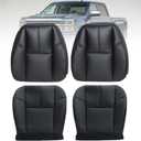 #193 Black DriverPassenger Side Bottom SeatTop Lean Back Leather Covers Compatible with Chevy Silverado Suburban Avalanche/GMC Sierra Tahoe Yukon 2007 2008 2009 2010 2011 2012 2013 2014