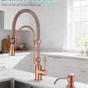 Copper Kitchen Faucet, Single Handle,Solid Brass Single Handle High Arc Pull Down Kitchen Faucet with Pull Down Sprayer,Red Copper Kitchen Sink Faucets