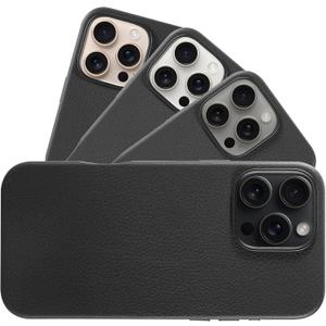 LONLI Urban - for iPhone 16 Pro Max Leather Case - European Genuine Pebbled Leather Phone Case - European Elegance, Modern Design - [Compatible with Magsafe] - Black