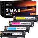 304A CC530A CC531A CC532A CC533A Toner Cartridge Set BK,C,M,Y Replacement for HP 304A Toner Color CM2320n CM2320fxi CM2320nf MFP, CP2025 CP2025n CP2025x CP2025dn Printer Ink 4-Pack