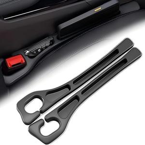 Car Seats Gap Filler Dual-Slot Car Seat Gap Organizer  with Belt Slot, Anti-Drop Gap Filler for Cars & SUVs  No More Lost Items, All Within Reach (2PCS) (Black)