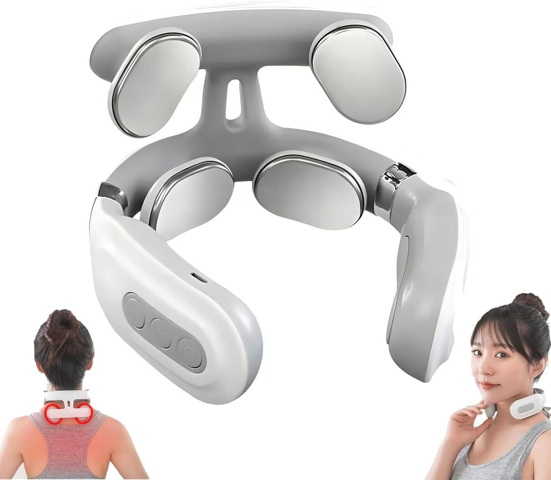 Vitality Magic Pro 2.0 Neck Massager,2025 Upgraded 4-Head Magic Pro 2.0 Neck Massage,with 6 Vibration Modes & 15 Intensity Levels,Promote Muscle Relaxation (White)