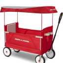 Radio Flyer 3-in-1 EZ Fold Wagon with Canopy, for Kids 1.5+, UV Shade, One-Hand Flat Fold, Seats 2 or Converts to Bench, DuraClean Fabric, Rubber Tires, 150 lb Capacity, Wagon for Kids or Cargo