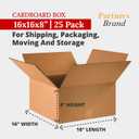 PARTNERS BRAND 16 x 16 x 8 Corrugated Cardboard Boxes, Medium 16"L x 16"W x 8"H, Pack of 25 | Shipping, Packaging, Moving, Storage Box for Home or Business, Strong Wholesale Bulk Boxes