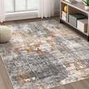 Area Rug Living Room Rugs - 5x7 Washable Large Soft Indoor Neutral Modern Abstract Low Pile Rug Carpet for Bedroom Dining Room Farmhouse Home Office - Grey Brown