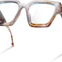 livho Oversized Blue Light Blocking Glasses for Woman and Men - Rectangle Fashion Glasses for Computer, Chic Preppy Frame (Amber Marble)