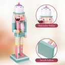 2 x Christmas Nutcracker Figure Ornament, 10 Inch Wooden Pastel Candy Nutcracker Soldier Christmas Decor for Holiday Tabletop Display Collectible Decoration