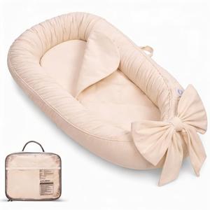 Baby Lounger, Infant Lounger for Newborn,Portable Baby Nest Cover Breathable & Soft, Newborn Essentials (Bow)