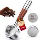 54mm Bottomless Portafilter for Breville Espresso Machines, 3 Ears Espresso Portafilter with Puck Screen,Double Shot Filter Basket & Premium Walnutwood Handle, Espresso Accessories Set