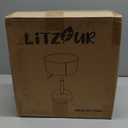 LITZFUR Adjustable Vanity Stool with Storage, 360 Swivel Gold Chair, Faux Fur Small Round Ottoman Footrest for Bathroom, Makeup Room, White