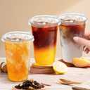 Clawsoff 20 oz 100 Pack Clear Plastic Cups with Lids, Sturdy Iced Coffee Cups with Sip Lids, Disposable Food Safe Smoothie Cup for Cold Drinks, Juice, Milkshake