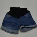 Foucome Maternity Denim Shorts Over Bump Ripped Distressed Folded Hem Blue Jean Shorts Comfy Summer Pregnancy Shorts, Size Medium