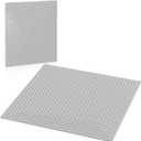 Pokiiulk Classic Gray Baseplates, 32x32 Studs Square Base Plates for Play or Display Bricks Creations, Compatible with Classic Legos, 10" x 10", Pack of 2, Perfect for City Streets, Castle, Mountains