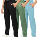 Real Essentials 3 Pack: Boys' Mesh Open Bottom Active Sweatpants with Pockets & Drawstring (Large, Set 10)