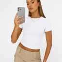 AUTOMET Women's Short Sleeve T-Shirt Basic Summer Workout Top Crew Neck Gym Crop Tee 2026 (M)