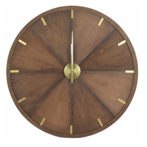 Crystal Art Gallery Round Wood Walnut Clock