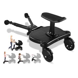 Universal Stroller Board with Detachable Seat, 2 in1 Stroller Ride-On Board, Sit and Stand Stroller Attachment for 3-7 Years Old, Holds Up to 55 lbs