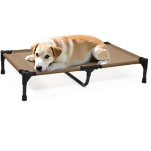 Elevated Dog Beds Medium Sized Dogs, Raised Dog Bed Outdoor, Cooling Pet Cot Bed Frame with Breathable Mesh & Non Slip Feet, Lifted Pet Hammock Bed (M, Brown)