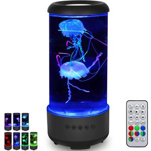 Jellyfish Lamp with Bluetooth White Noise Sound, 33 LED 7-Color Changing Light with 5 Levels Brightness Jellyfish Aquarium Mood Lamps for Relaxing Decorating, Great Gift for Kids Adults