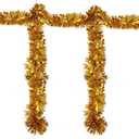 33FT Christmas Tinsel Garland,Gold Shiny Metallic Foil Decorations for Parade Floats, Halloween, Christmas Tree, New Year Parties,Birthday Party,Indoor and Outdoor Disco Party Supplies