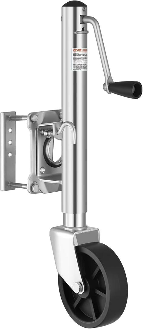 VEVOR Trailer Jack with Wheel, 1000 lbs Load Capacity, Heavy Duty Swivel Boat Trailer Jack with PP Single Wheel & Ergonomic Handle, 10-inch Lift, Fit for RVs, Boats, Horse Trailers, Utility Trailers