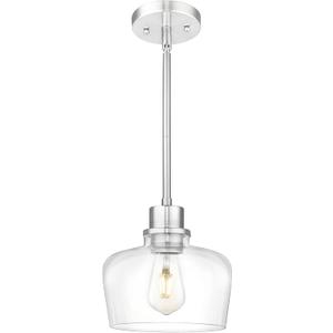 Emak Brushed Nickel Pendant Lights, Modern 8 Inch Clear Glass Pendant Light Fixtures for Kitchen, Bathroom, Bedroom, Dining Room, PL122-BN-CG