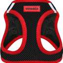 Best Pet Supplies - All Weather Mesh/Plush, Reflective, No Pull Harness for Small, Medium Dogs, Cats - Secure with Hook & Loop Fastener, Buckle, Double D-Rings - Black/Red Trim, S