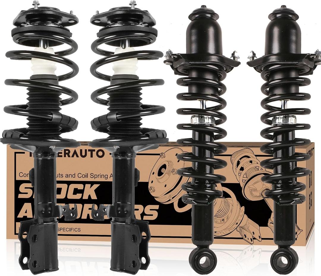 KUIPERAUTO Front and Rear Complete Strut Coil Spring Assembly Compatible for 2003-2008 Toyota Corolla 1.8L 171373R 171373L 172114 172115 (4PCS)