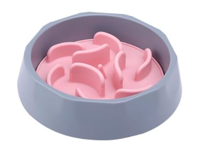 Slow Feeder Dog Bowls Insert, Anti-Choking Puzzle Dog Food Bowls,2-in-1 Puppy Slow Feeder Bowl for Fast Eater, Dog Dishes to Slow Down Eating(Pink)
