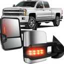 OCPTY Power Heated Towing Mirror Fit For Chevy Silverado 2008-2013 For Gmc Sierra 2008-2013 For Chevy 2007-2014 For Gmc 2007-2014 Rearview Mirrors Towing Mirrors Chrome Driver & Passenger Side