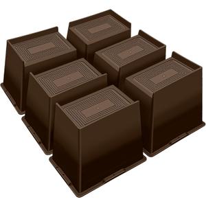 ANNKUT Bed Risers 6 Inch Heavy Duty,Oversized Couch Risers, Extra Wide Furniture Risers for Sofa Table Desk Headboard Chair Lifting,Rectangle Risering Blocks Support 6000 lbs(6 Pack Brown)