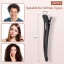 AIMIKE 6pcs Professional Hair Clips for Styling Sectioning, Non Slip No-Trace Duck Billed Hair Clips with Silicone Band, Salon and Home Hair Cutting Clips for Hairdresser, Women, Men - Black 4.3 Long
