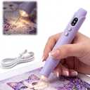 Electric Diamond Painting Pen with Light, Diamond Art Kits for Adults, Cordless, 2 Adjustable Suction Levels, Rechargeable, Vacuum Diamond Art Pen with Ergonomic Grip, Low Noise, No Wax Needed Purple