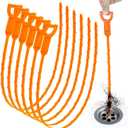 25 Inch Snake Drain Clog Remover Tool, 6PCS Hair Drain Cleaner Tool, Hair Cather Shower Drain Tool, Drain Auger hair Cleaning Tool for Shower Kitchen Sink Bath Tub Bathroom