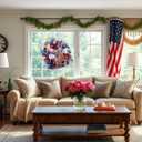 20" Patriotic Wreaths for Front Door - Mesh 4th of July Wreath, Memorial Day & Independence Day Patriotic Decorations with Stars & Stripes Design, Indoor Outdoor Wall Decor (Red White Blue)